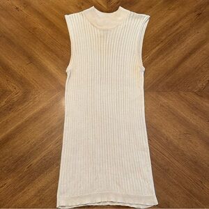 VTG Kevo Silk Ribbed Sleeveless Tank Top, Size Medium, Cream